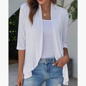 Bluetime White Lightweight Draped Cardigan - Size M